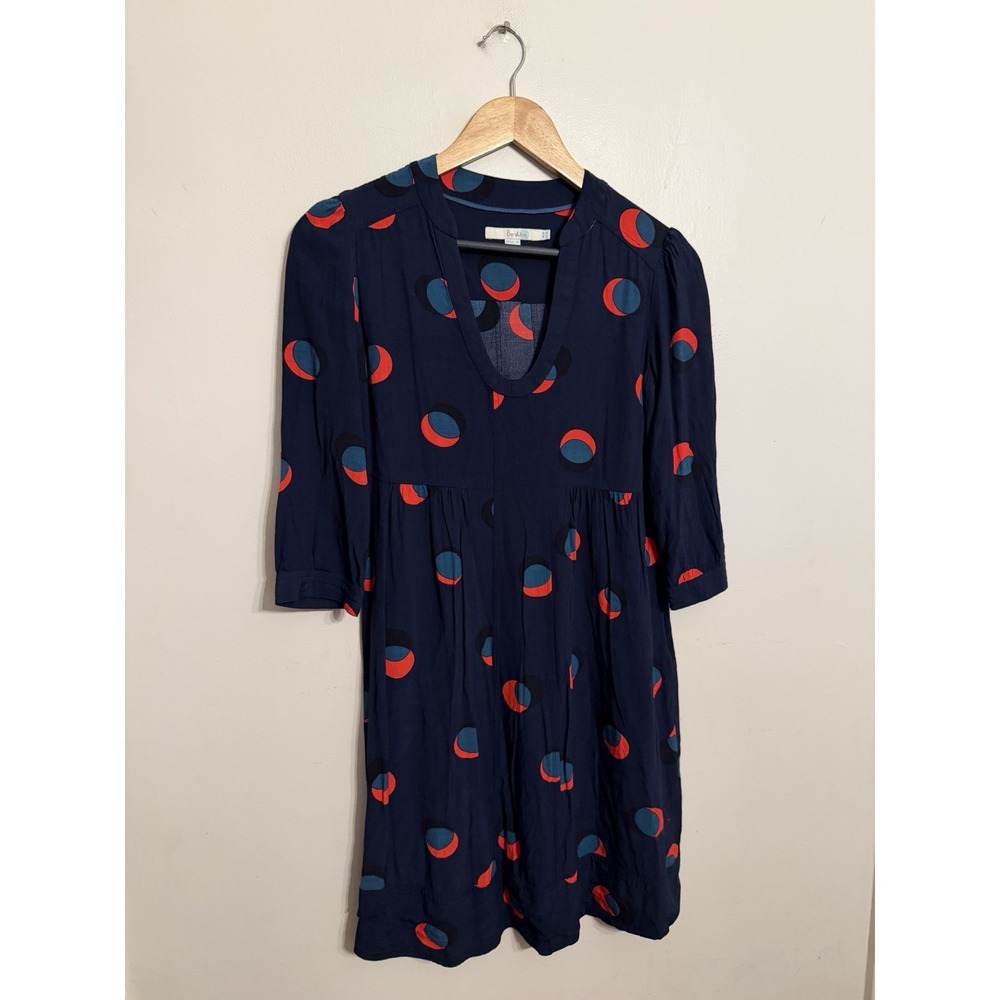 Boden Women's Navy Eclipse Mollie Polka Dot Tunic Dress Abstract Retro 4L